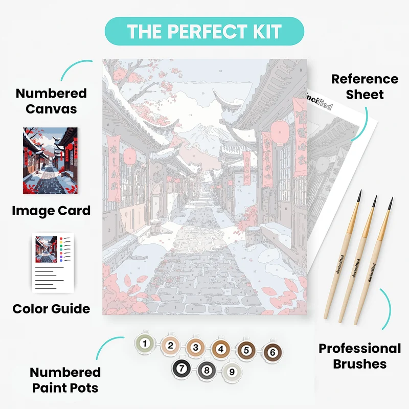 Traditional Chinese Village in Winter - Paint by Numbers Kit