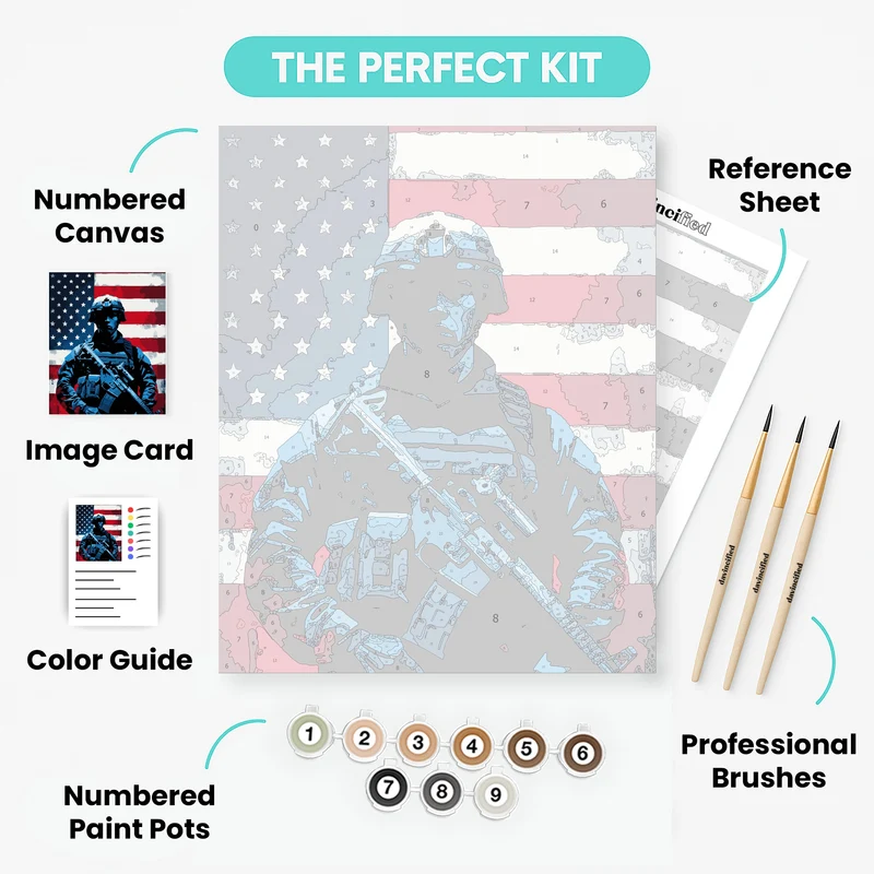 American Soldier with Flag - Paint by Numbers Kit