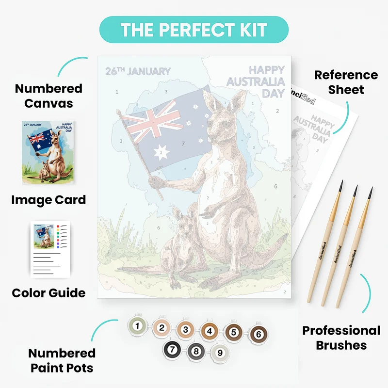 Happy Australia Day Kangaroo Family - Paint by Numbers Kit
