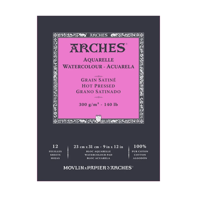 ARCHES akvarelni blok glatki HP prirodno bijeli 300 g/m² A5 – A3 - 12 listova