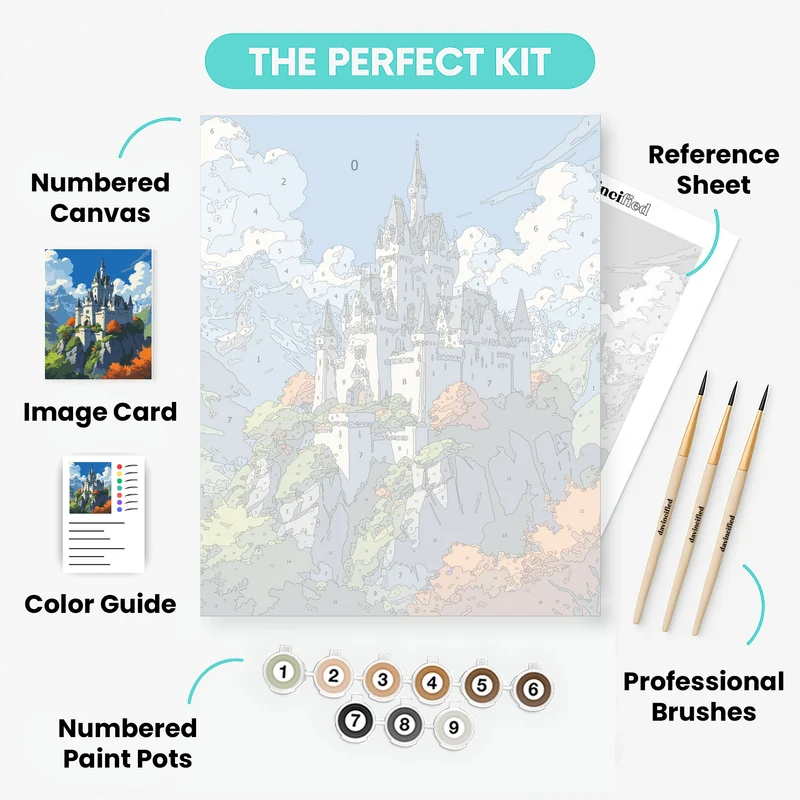 Fairytale Castle in the Mountains - Paint by Numbers Kit