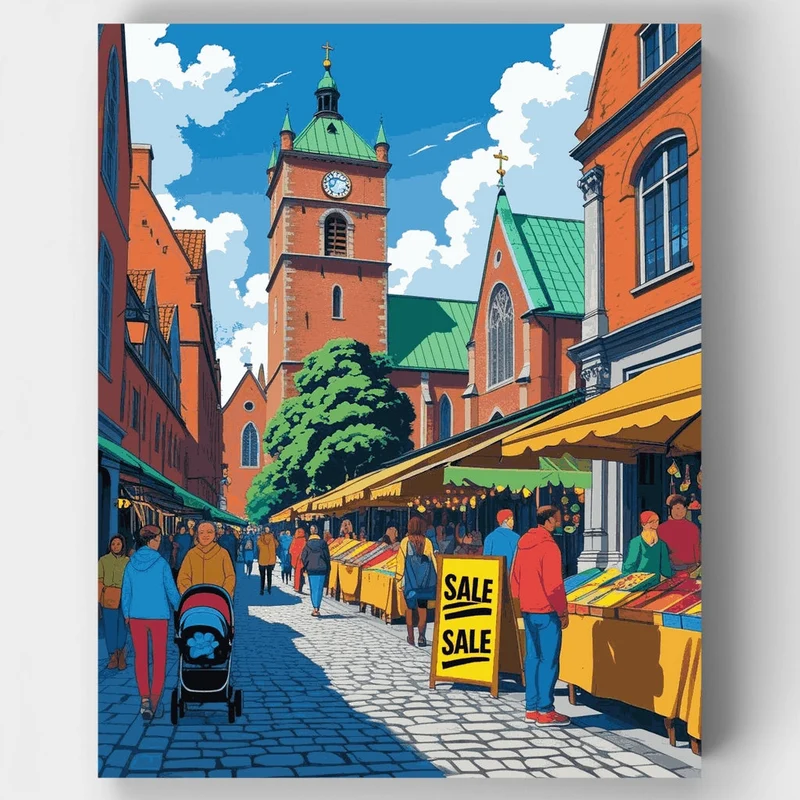 Nordic Market Square - Paint by Numbers Kit