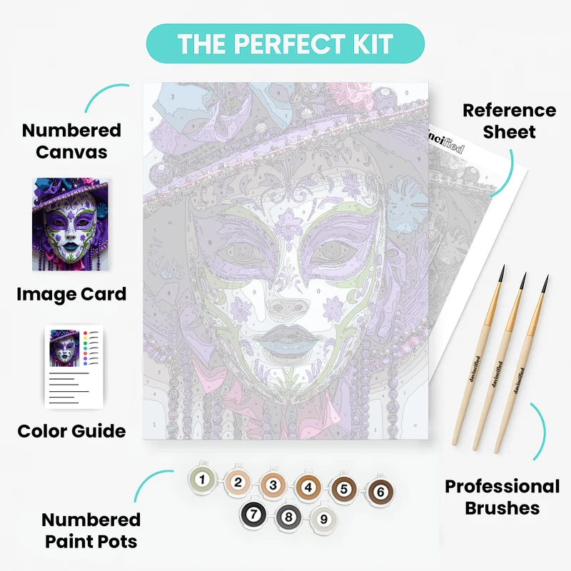Ornate Purple Carnival Mask - Paint by Numbers Kit