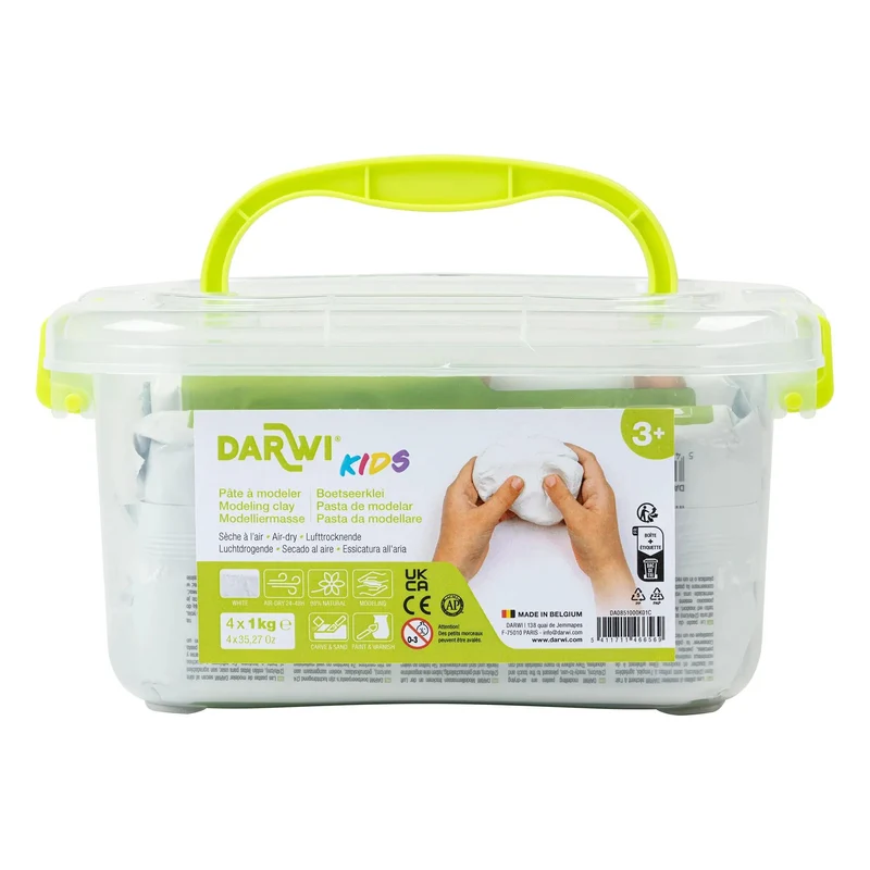 Pasta modellabile autoindurente DARWI Kids bianca 4 x 1000 g