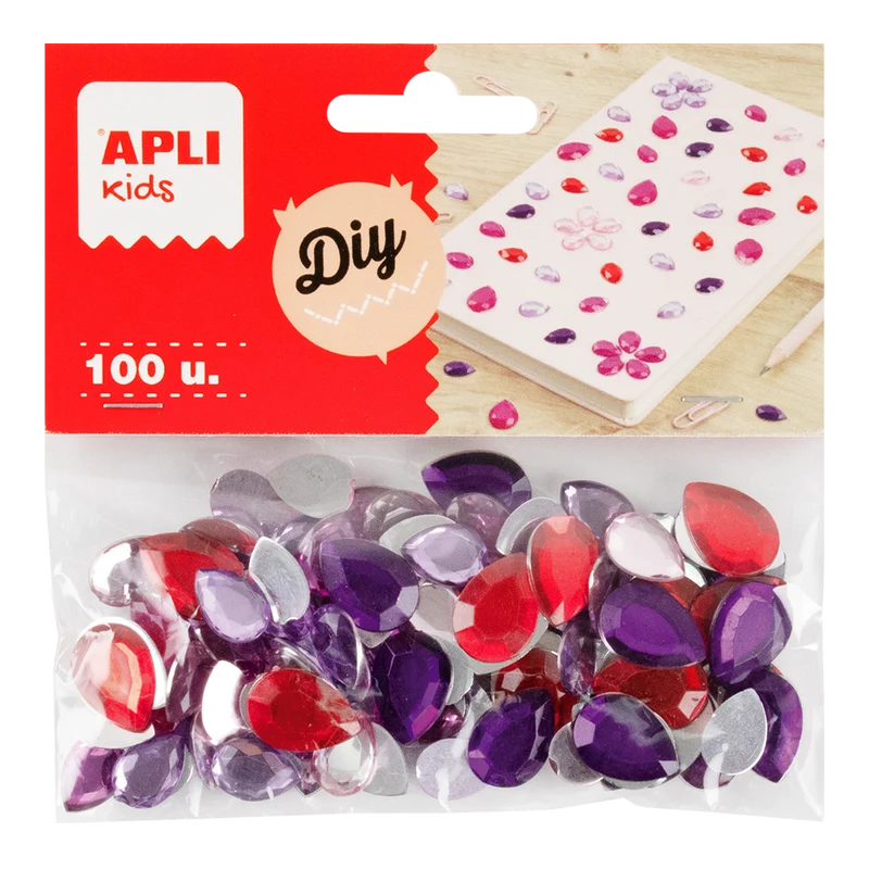 APLI διακοσμητικά ακρυλικά στρασάκια 100 τμχ, διάφορα μεγέθη και χρώματα