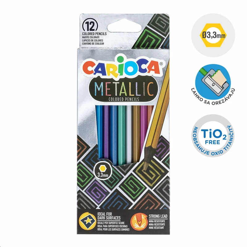 Carioca Sechskant-Buntstifte Metallic, 12er-Set