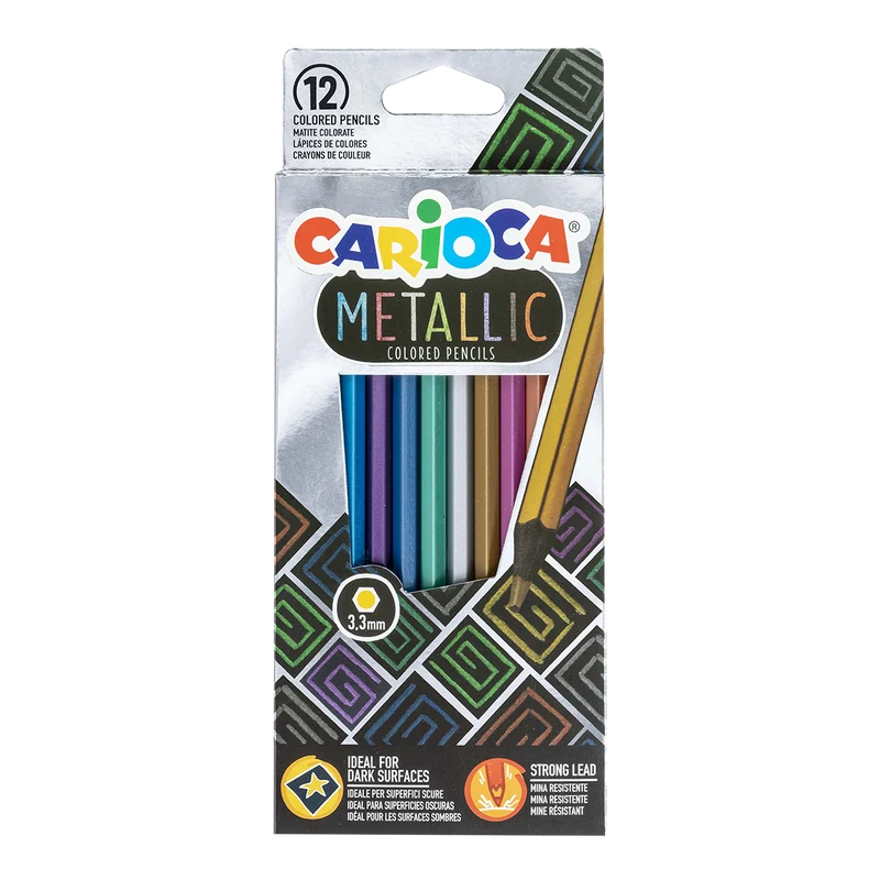 Carioca шестоъгълни цветни моливи Metallic, 12 бр.