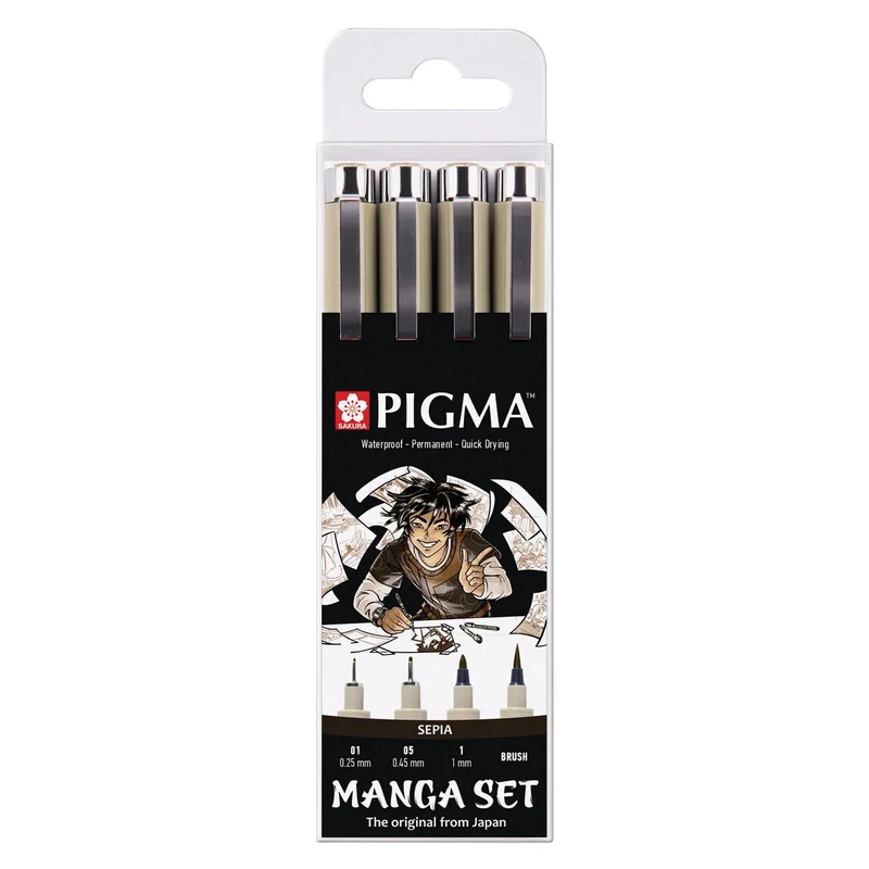 Комплект тънкописци SAKURA Pigma Micron Manga Sepia - 4 бр.