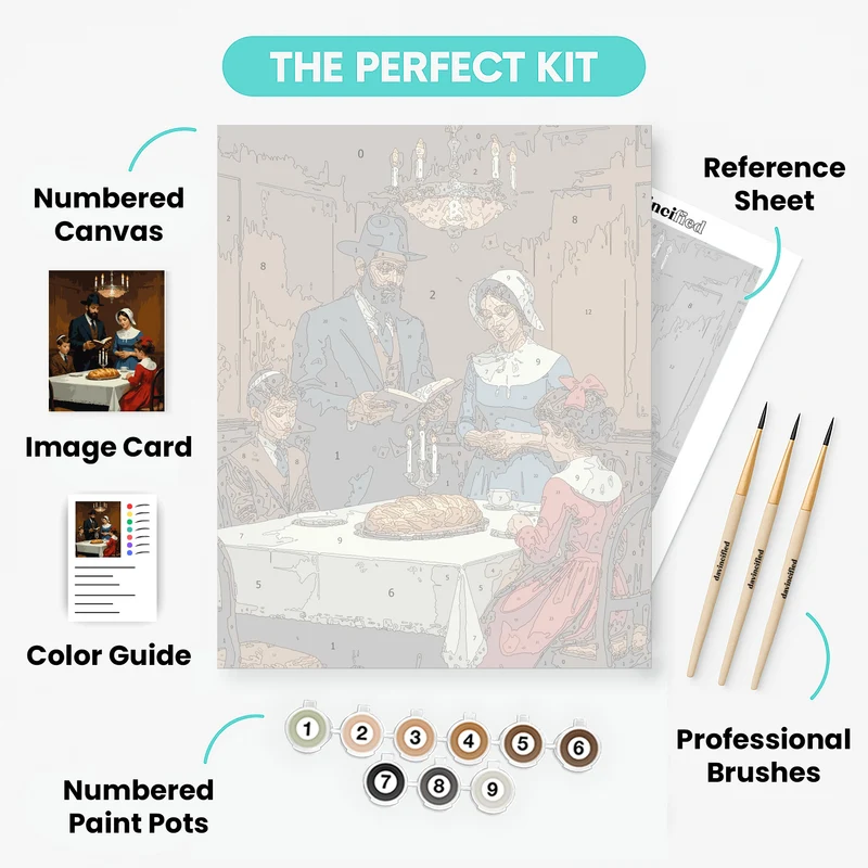 Jewish Family Sabbath Dinner - Paint by Numbers Kit