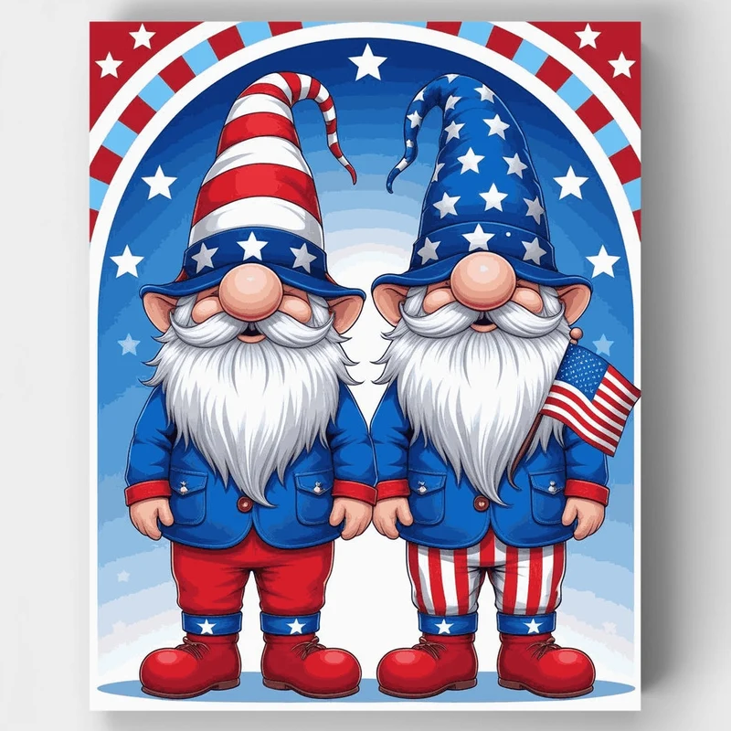 Patriotic Gnomes Fourth of July - Paint by Numbers Kit
