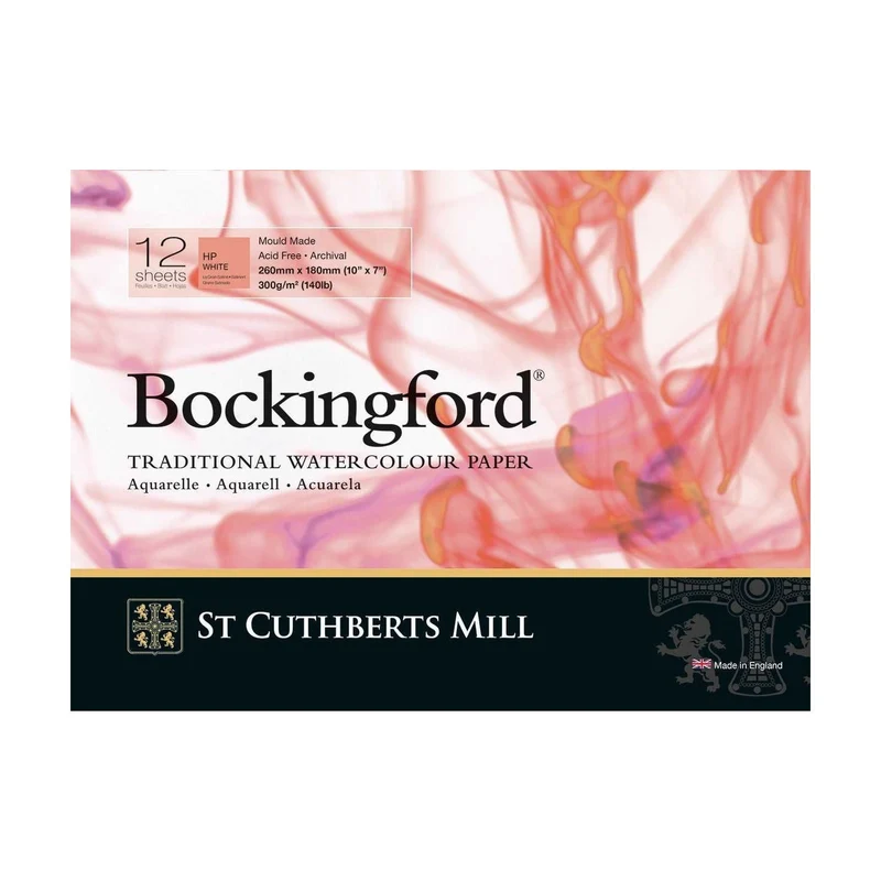 St Cuthberts Mill Bockingford Aquarellblock satiniert weiß 300 g/m² - 12 Blatt