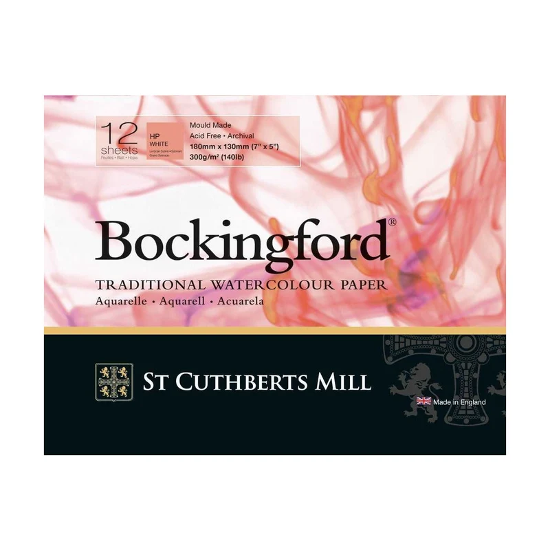 St Cuthberts Mill Bockingford Aquarellblock satiniert weiß 300 g/m² - 12 Blatt