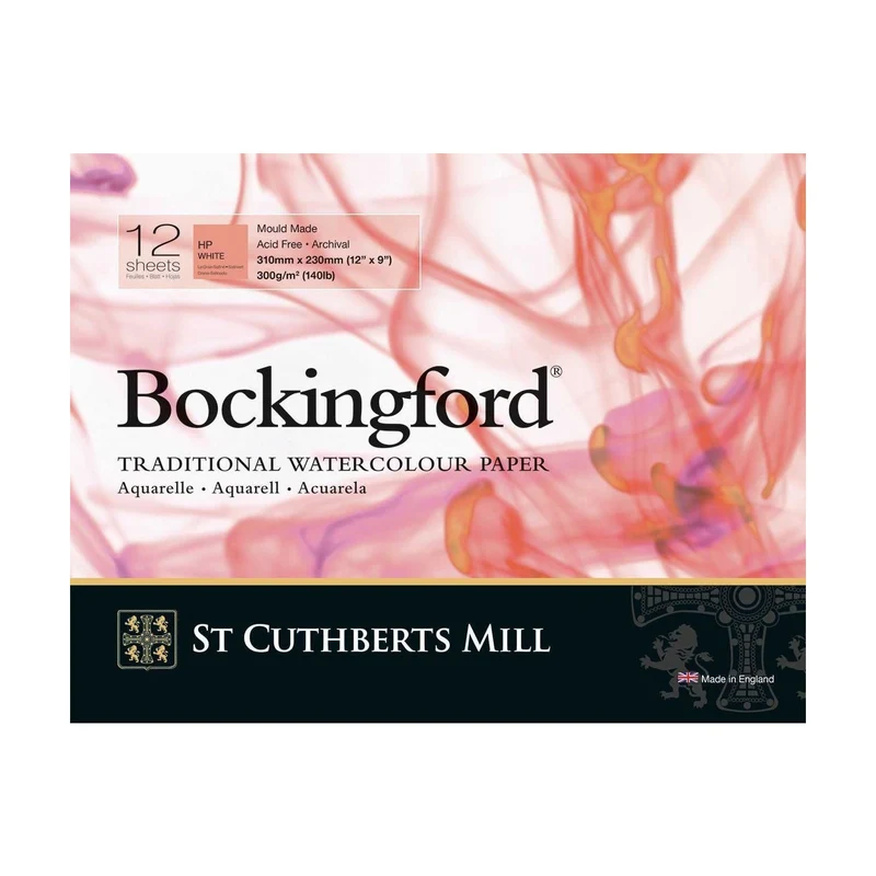 St Cuthberts Mill Bockingford akvarelni blok glatki (HP) bijeli 300 g/m² - 12 listova