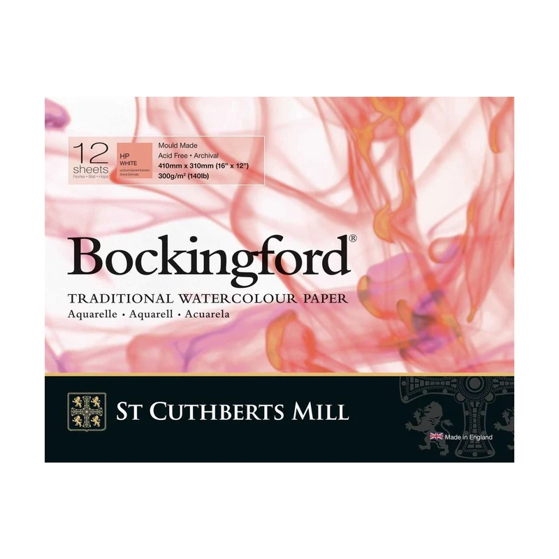 St Cuthberts Mill Bockingford akvarelni blok glatki (HP) bijeli 300 g/m² - 12 listova
