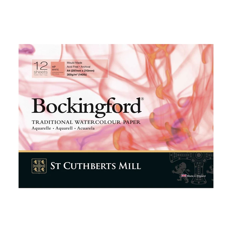 St Cuthberts Mill Bockingford akvarelni blok glatki (HP) bijeli 300 g/m² - 12 listova