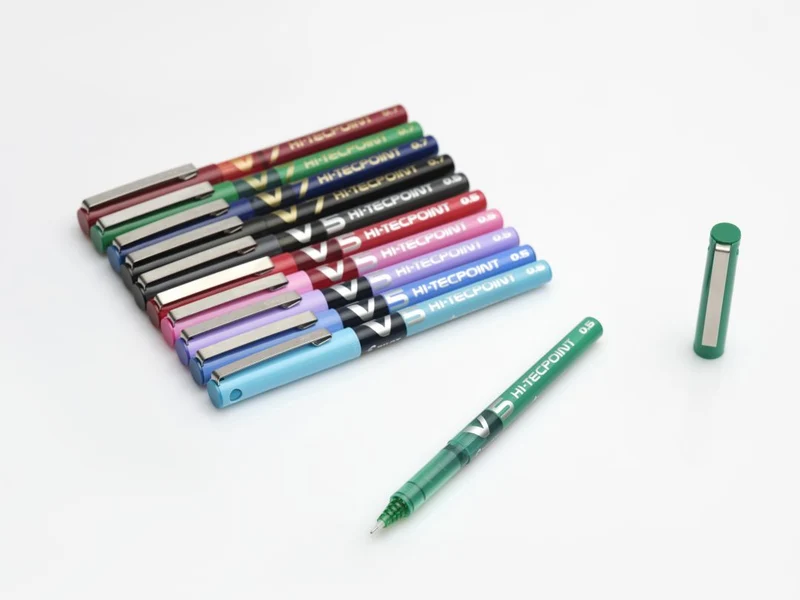 Pilot Hi-Tecpoint V7 - Liquid Ink Rollerball pen - Black - Medium Tip - 5 Pack