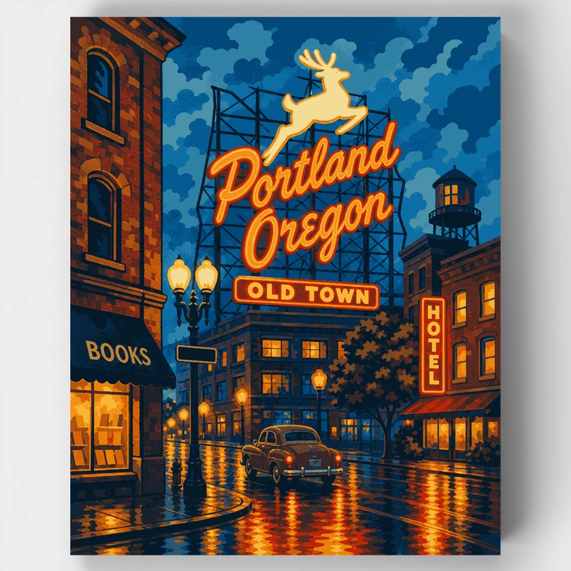 Old Town Stag Sign - Paint by Numbers Kit