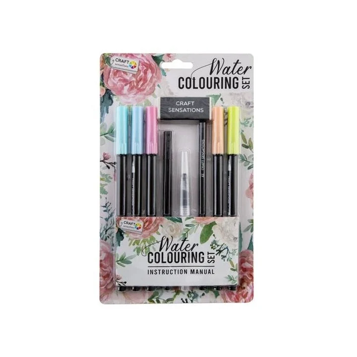 Watercolor Pens, Set of 9 / Pastel Colors