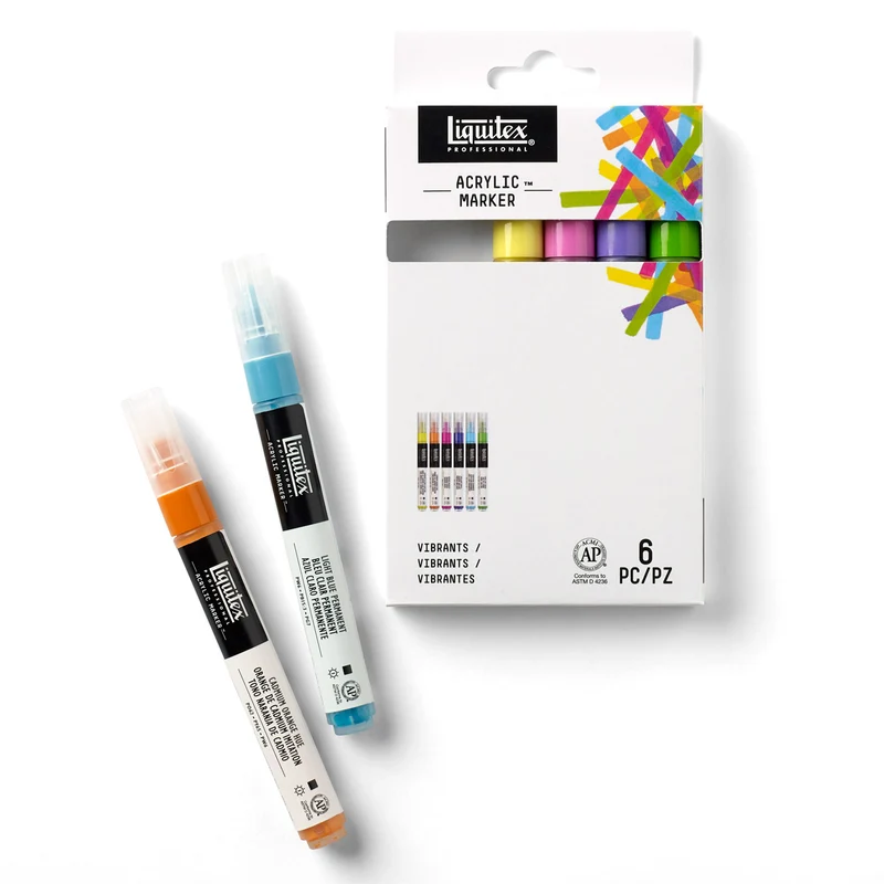 Liquitex Professional - Markers Set - 6x2mm Fine Nib - Vibrant Colours