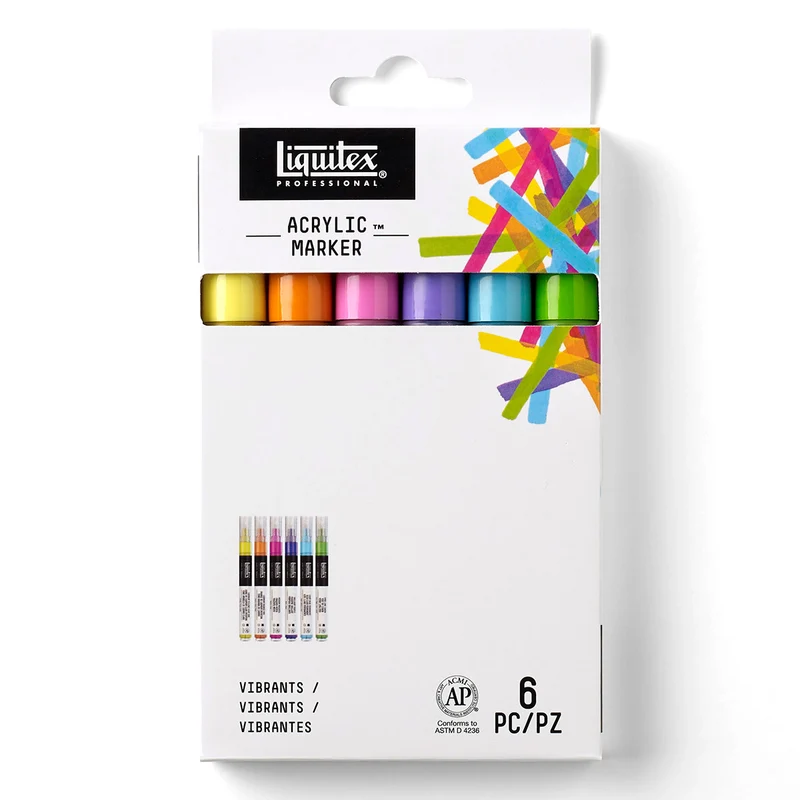 Liquitex Professional - Markers Set - 6x2mm Fine Nib - Vibrant Colours