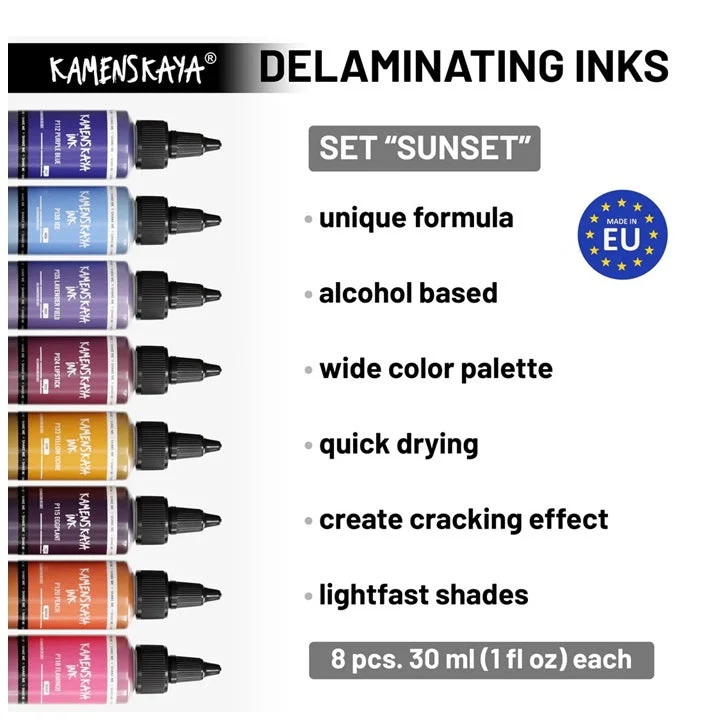 KAMENSKAYA 'Sunset' Delamination Ink Set, 8 x 30 ml