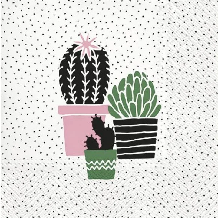 Decoupage Napkins Cactus on Dots rose - 1 pc