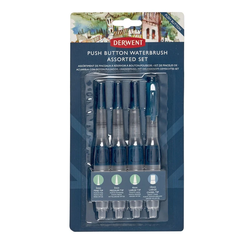 Derwent Push Button Waterbrush Assorted Set