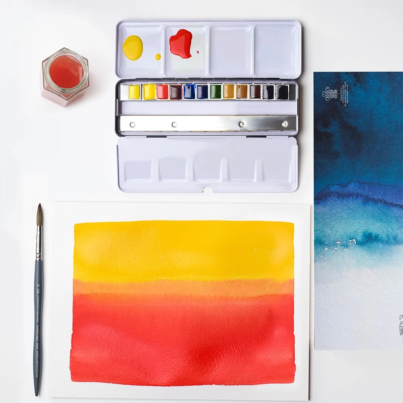 Winsor and Newton - Professional Artists' Watercolour Black Box - 12 x half pans