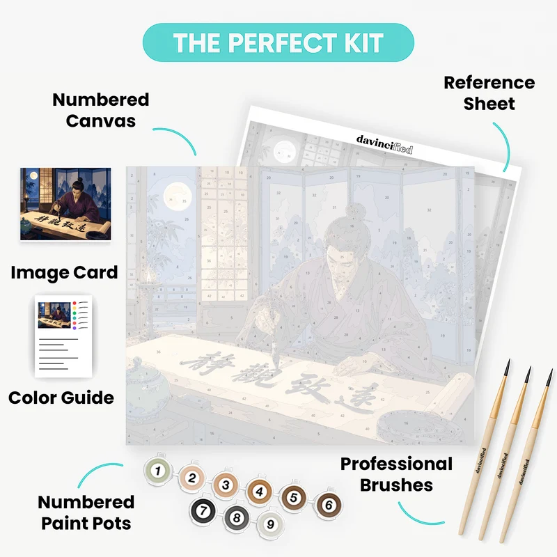 Moonlit Calligraphy Scroll - Paint by Numbers Kit