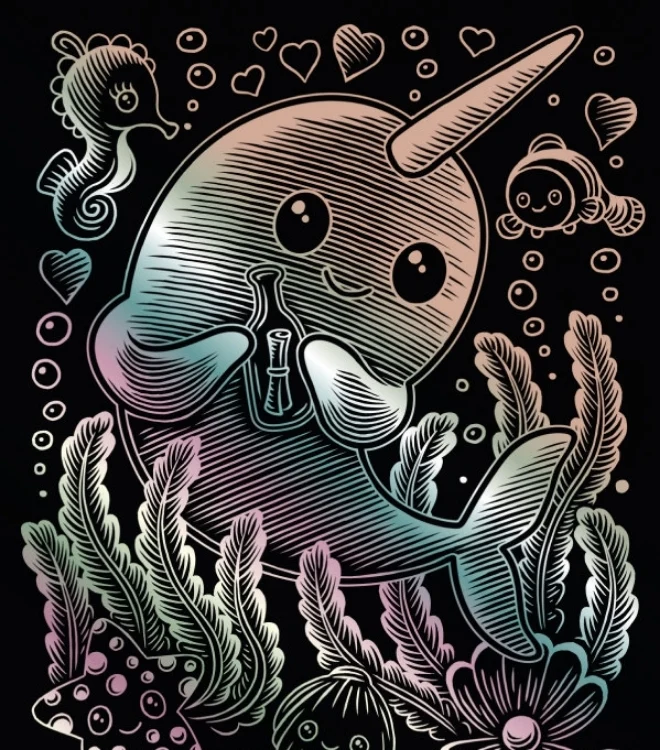 KSG - Scraper Foil - Kawaii - Narwhal