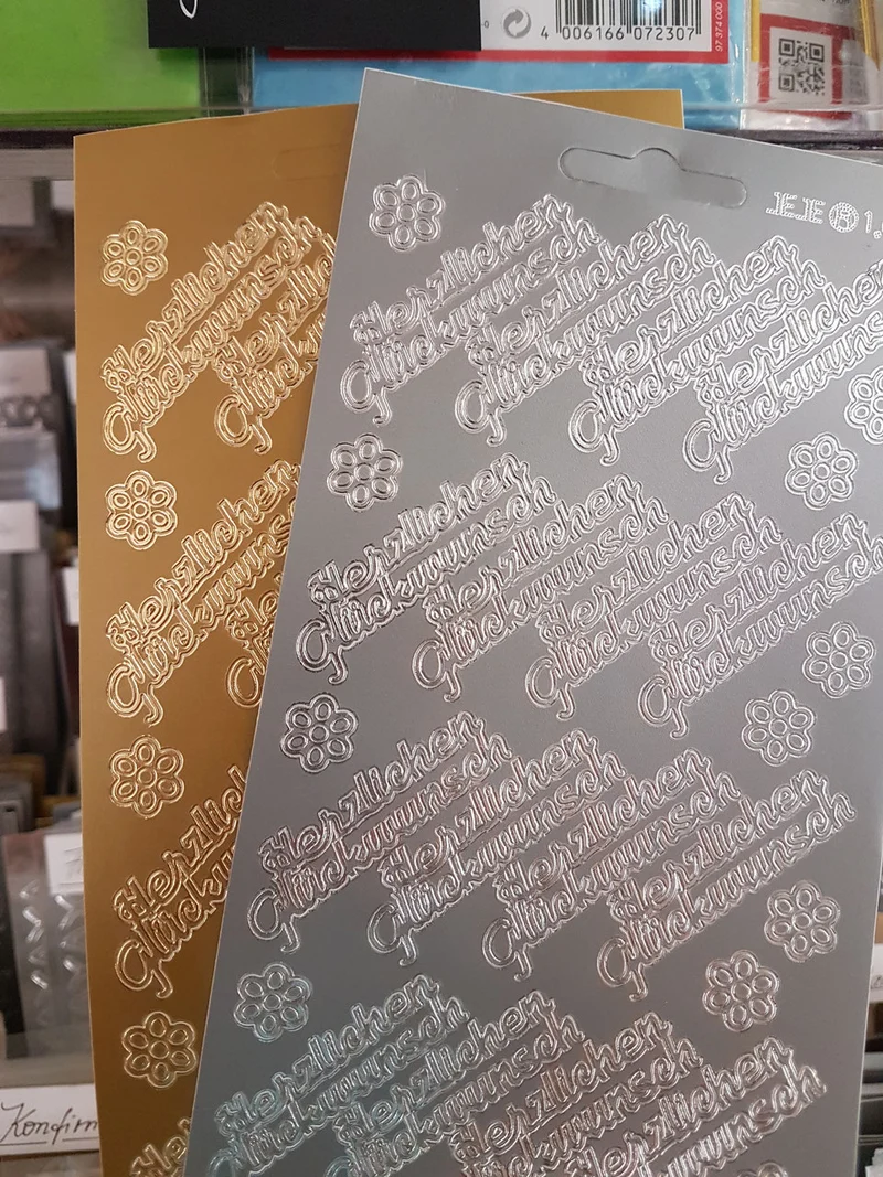 Label "Herzlichen Glückwunsch" verschiedene