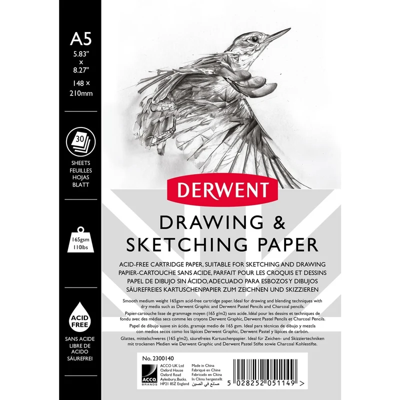 Derwent - Cartridge Spiral Sketching Pad A5 Portrait