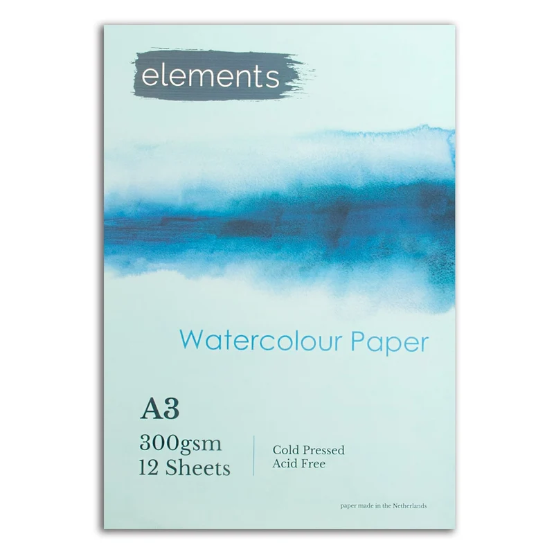 Elements Watercolour Pad Cold Pressed CP - 300gsm - 12 Sheets - A3