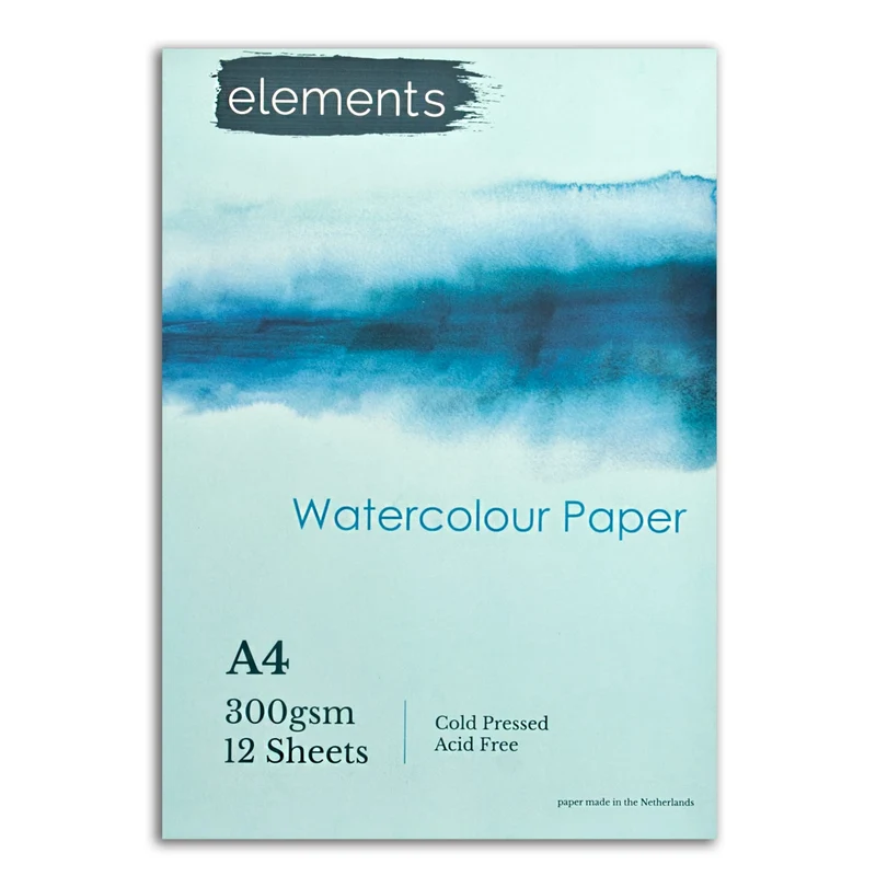 Elements Watercolour Pad Cold Pressed CP - 300gsm - 12 Sheets - A4