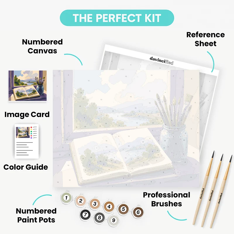 Windowsill Sketchbook Study - Paint by Numbers Kit