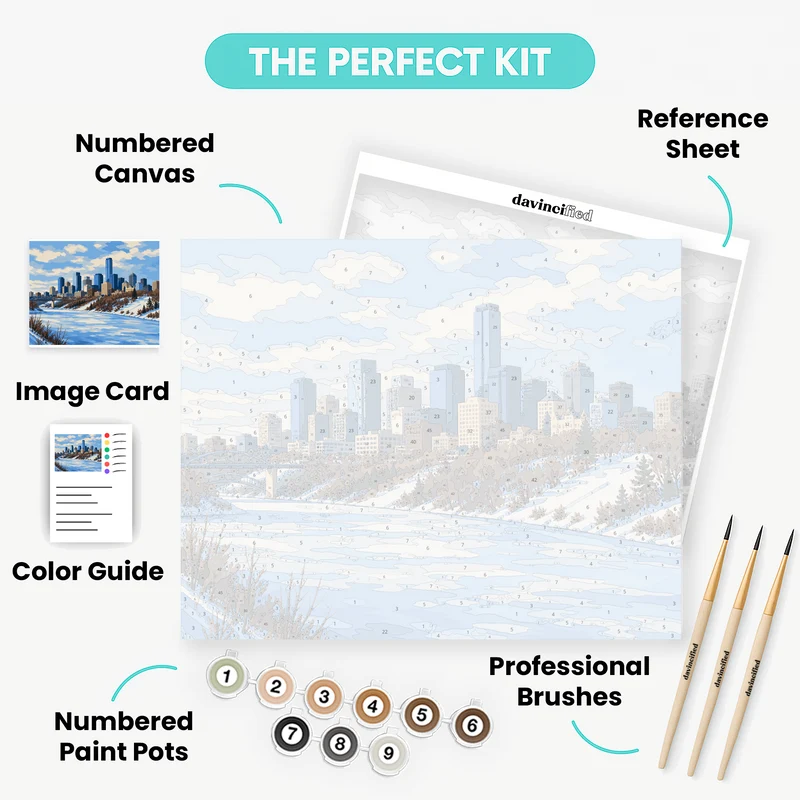 Frozen River Skyline - Paint by Numbers Kit