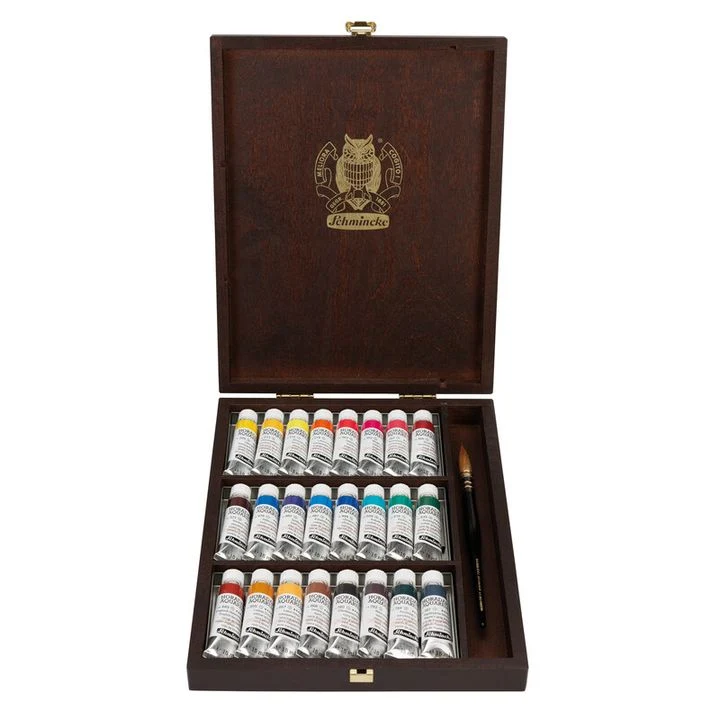 Schmincke HORADAM Watercolors in Wooden Box, 24 × 15 ml
