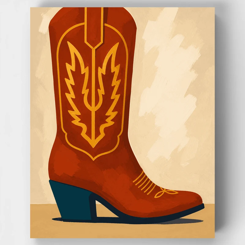 Rust Red Cowboy Boot - Paint by Numbers Kit
