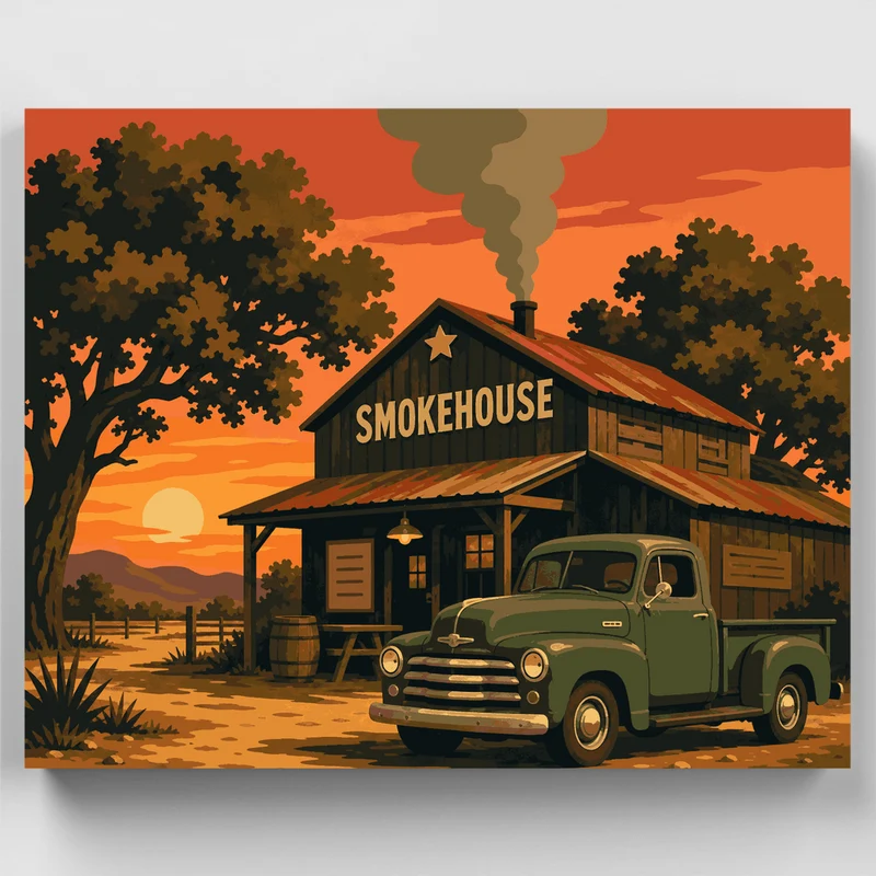 Texas Smokehouse Sunset - Paint by Numbers Kit