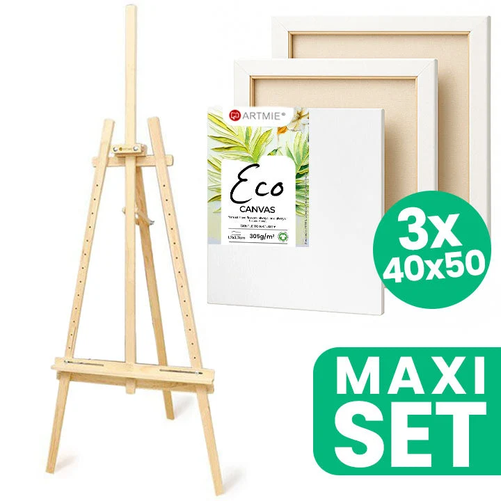 ARTMiE Studio Easel Set with 3 ECO Canvases 40x50 cm