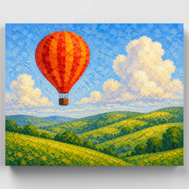 Red Balloon Over Hills - Paint by Numbers Kit