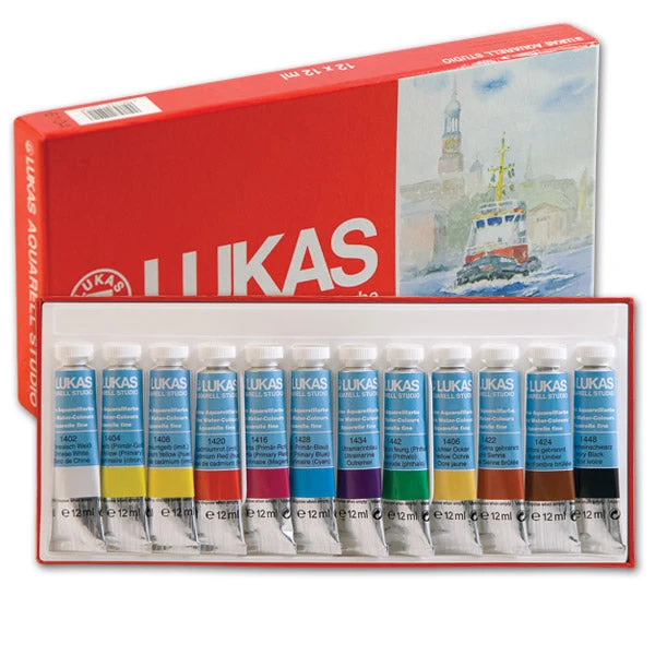 LUKAS STUDIO Watercolors 12x10 ml, Paper Box Set