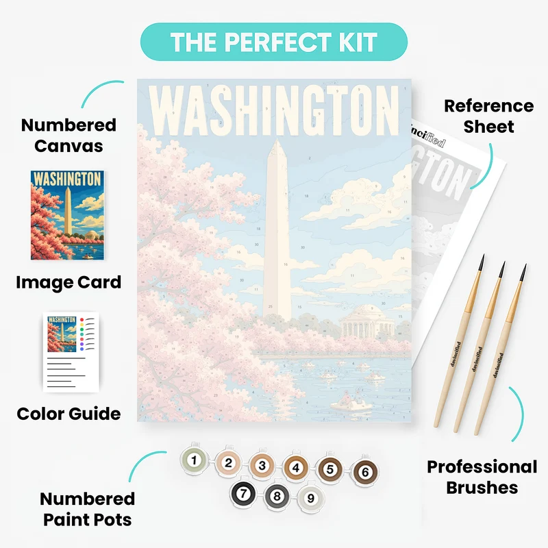 Cherry Blossoms & Monument - Paint by Numbers Kit