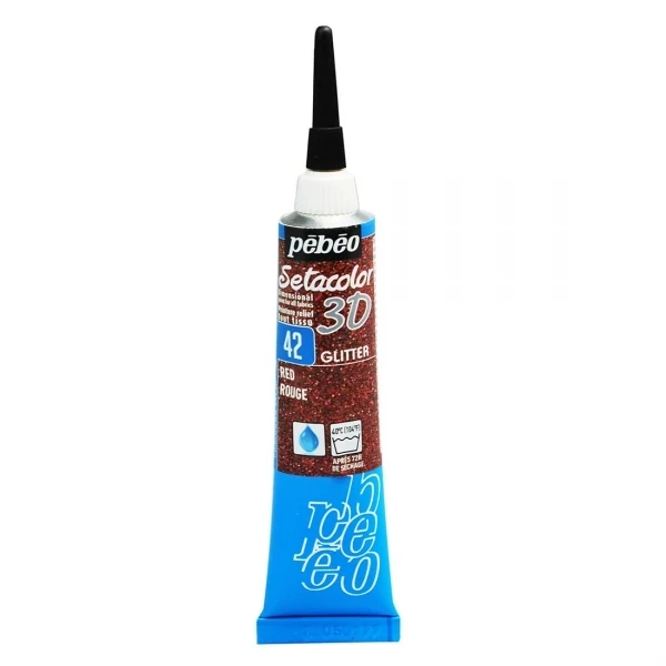 Pebeo - Setacolor Fabric & Textile 3D Glitter Effect - Red 20ml