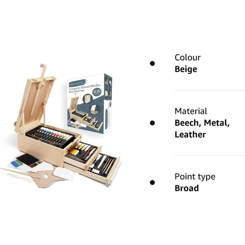 Elements 108 Piece Complete Mixed Media Easel Art Set