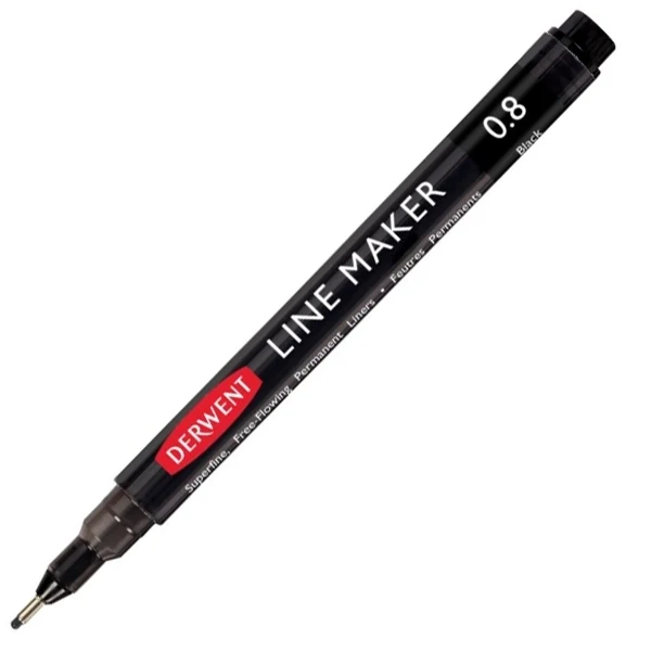 Derwent - Line Maker Pens - Black - Bold Nib 0.8mm