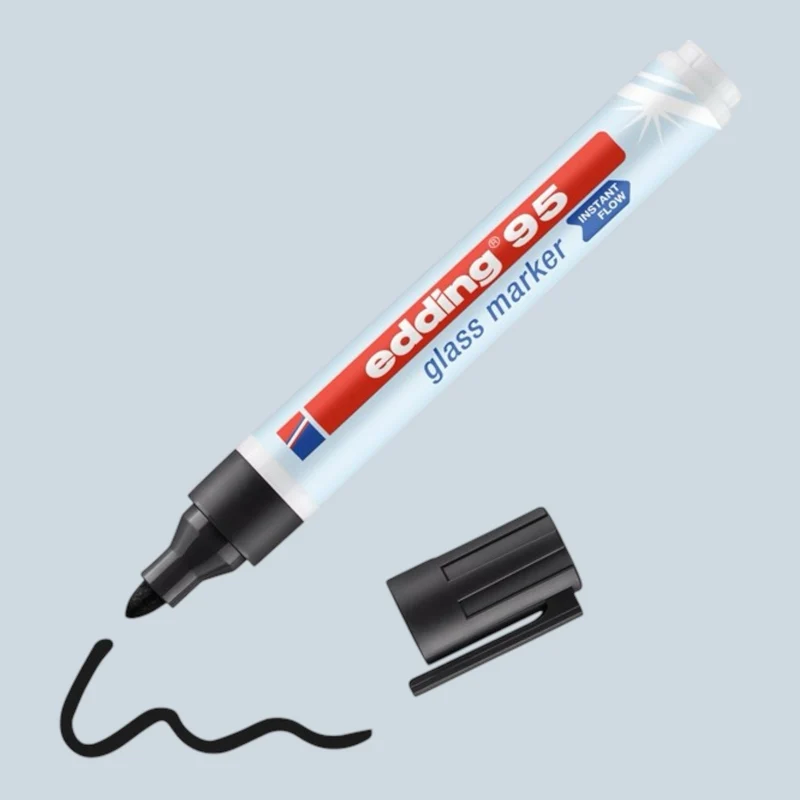Edding 95 Glasmarker Schwarz, Rundspitze 1,5–3 mm