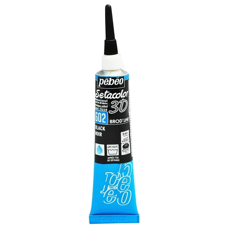 Pebeo - Setacolor Fabric & Textile 3D Brod'Line Effect - Black 20ml