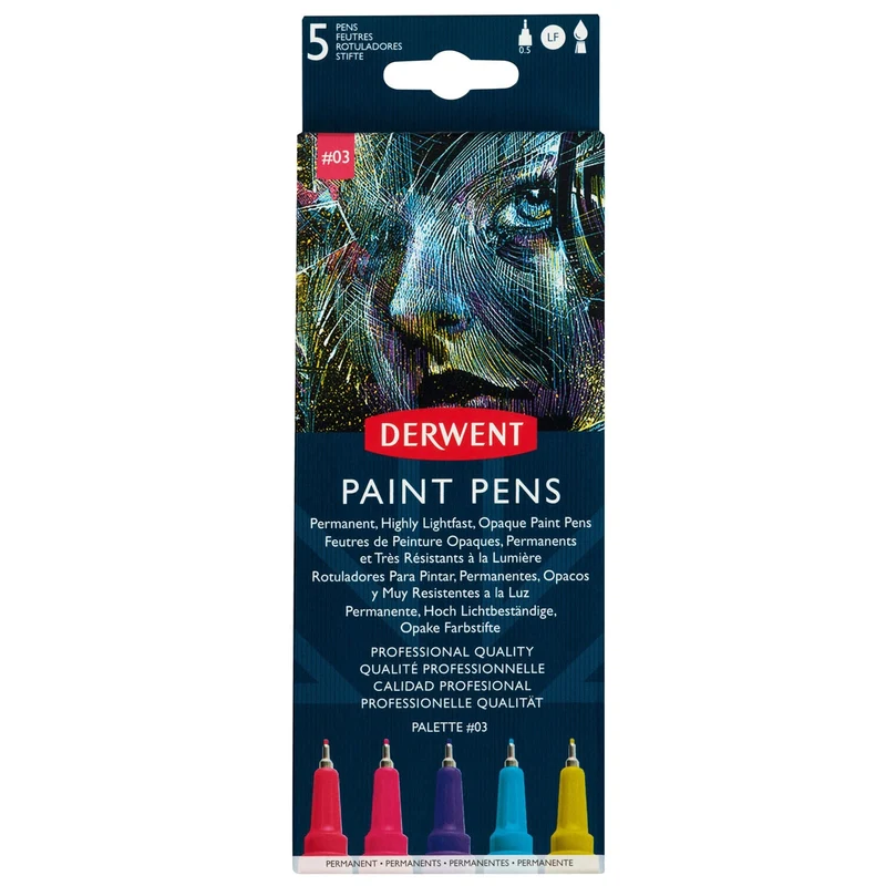 Derwent - Paint Pens - 5x Assorted Colours - Palette No.3