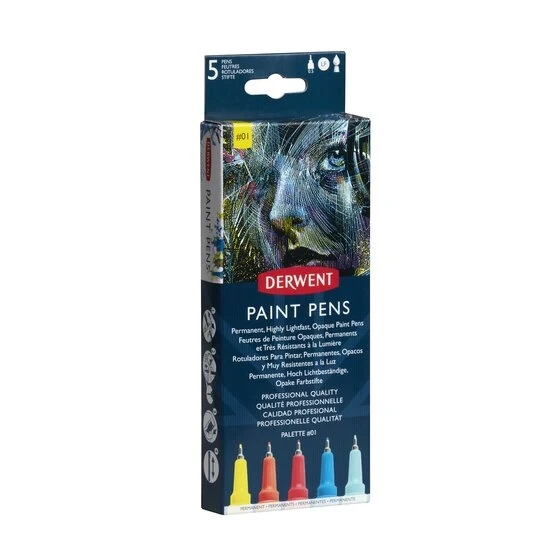 Derwent - Paint Pens - 5x Assorted Colours - Palette No.1